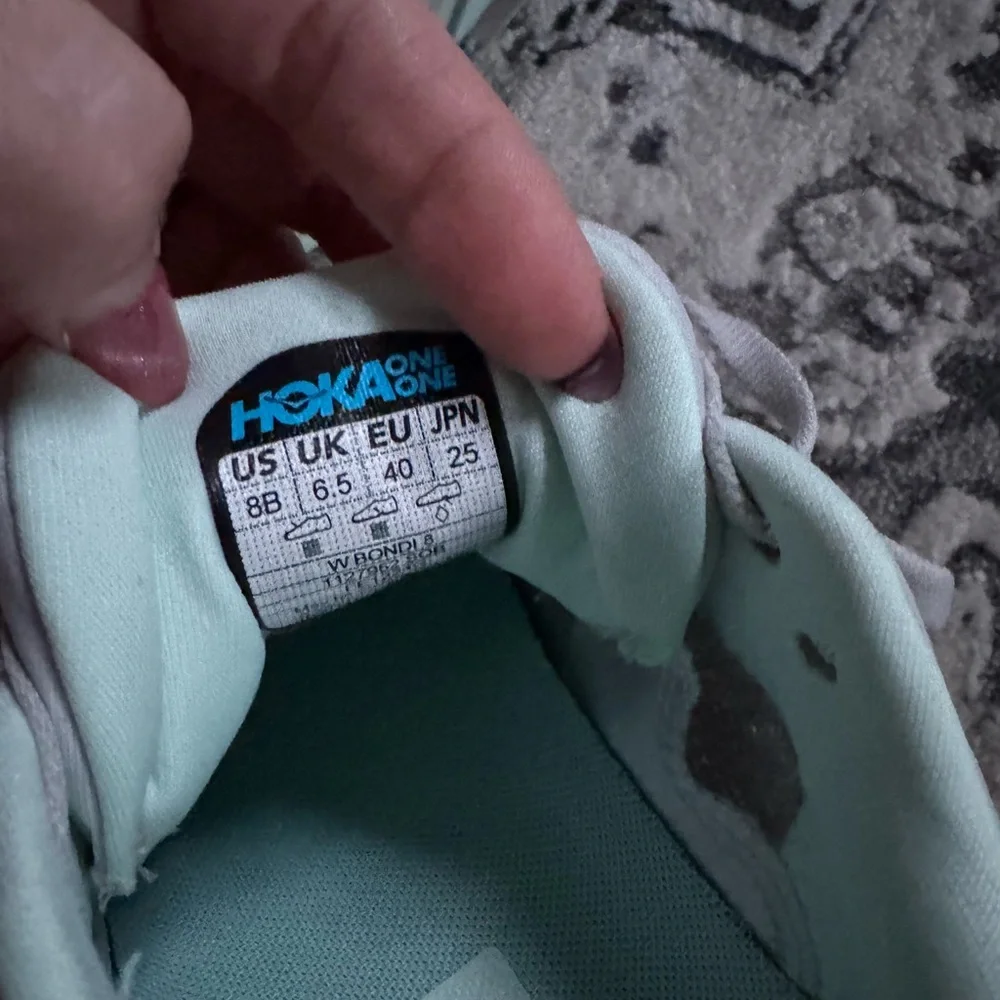 Hoka Bondi 8 Women's Gray and Mint Sneakers - Picture 5 of 5